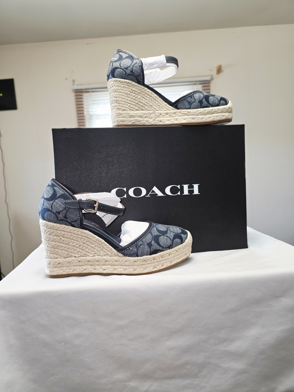 COACH Raine Signature Denim Espadrille In Chambray Size 6.5B - Picture 2 of 12